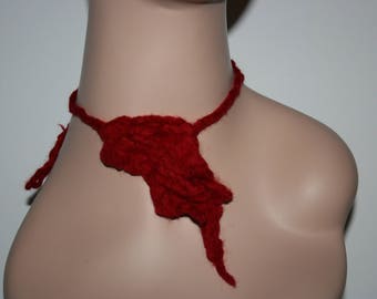 Felted Vampire Halloween Flesh Necklace. Blood Neck Warmer.  Merino Wool. OOAK.  Hand made. Cowl. Neck Cuff. Wet Felted Scarf/Shawl/Necklace