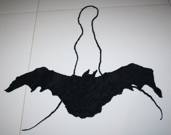 Die Fledermaus-Tasche! Gefilzte Schultertasche .Zauberhafter Pointy Stil. Marine. Halloweens. Einzigartige tragbare Kunst. Weiche Merinowolle. Der Haustierfreund der Hexe.