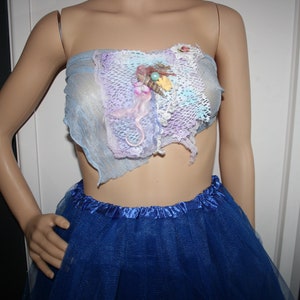 Beautiful Mermaid top. Light Fairy top with silk flower and lace detail. Altered couture. OOAK. Gorgeous pastel colours. Size adjustable. image 2