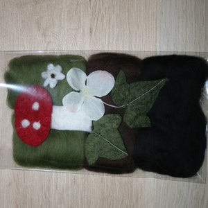 Craft Bundle 19. Wet and Needle felting Sewing craft bundle supply. Machine Sewn Leaves. Soft Merino Wool. Hand Made.Hand Cut. Craft Supply.