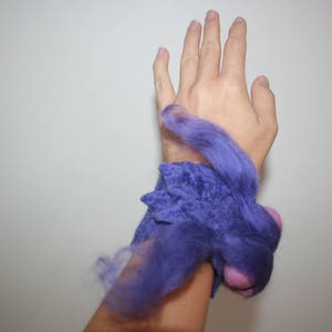 Dragons, Warriors And Princesses Felted Dragon Bracelet.Pixie Fairy.Festival clothes.OOAK Wearable Art.Purple And Pink My new Dragon Series. image 1