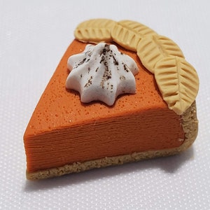 Pumpkin Pie Charm, Polymer Clay Food, Polymer Clay Charm, Polymer Clay Jewelry,  Miniature Food Jewelry, Stitch Marker, Progress Keeper
