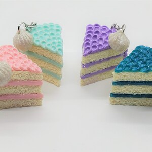 Mermaid Scale Cake Slice Charm, Polymer Clay Food Charm, Polymer Clay Jewelry, Miniature Food Jewelry, Stitch Marker, Progress Keeper