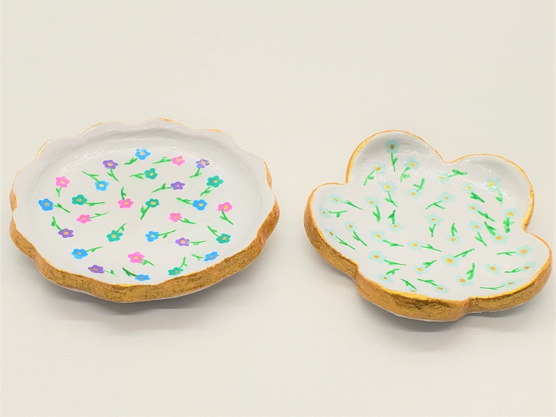Floral Ring Dish, Trinket Tray, Air Dry Clay Trinket Tray, Trinket Tray