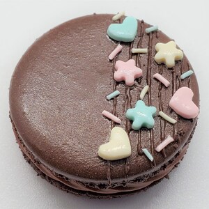 Chocolate Macaron Magnet, Miniature Polymer Clay Food, Polymer Clay Magnet, Polymer Clay Fridge Magnet, Polymer Clay Locker Magnet