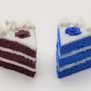 Velvet Cake Slice Charm, Polymer Clay Charm, Polymer Clay Jewelry,  Miniature Food Jewelry, Stitch Marker, Progress Keeper
