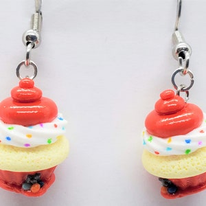 Peppy&#39;s Gumball Machine Cupcake Dangle Earrings,  Polymer Clay Food, Polymer Clay Earrings, Polymer Clay Jewelry, Miniature Food Jewelry