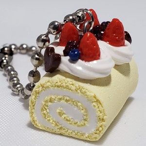 Magnus&#39; Mixed Berry Cake Roll Bag Charm, Polymer Clay Food Charm, Polymer Clay Planner Charm, Polymer Clay Jewelry,  Miniature Food Jewelry