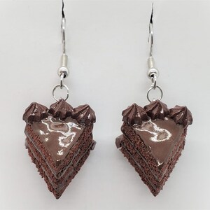 Triple Chocolate Cake Slice Dangle Earrings, Polymer Clay Food, Polymer Clay Earrings, Polymer Clay Jewelry, Miniature Food Jewelry