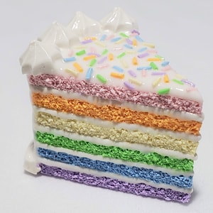Pastel Rainbow Cake Slice Magnet, Miniature Polymer Clay Food, Polymer Clay Magnet, Polymer Clay Fridge Magnet, Polymer Clay Locker Magnet