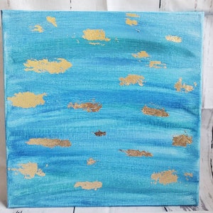 Original Canvas Abstract Art With Gold Foil Accents 12x12