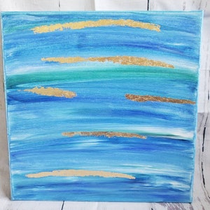 Original Canvas Abstract Art With Gold Foil Accents 12x12