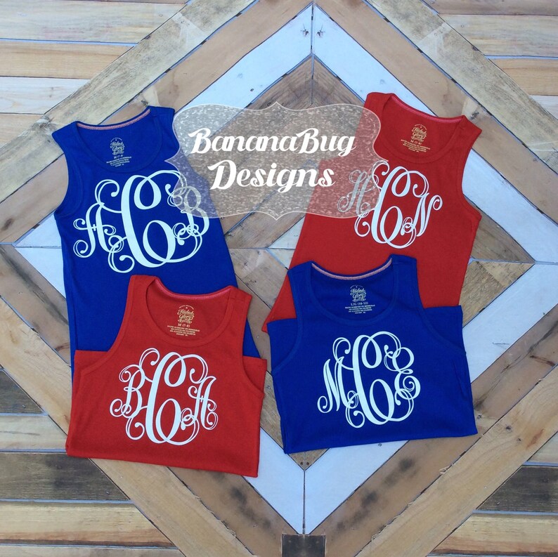 Monogrammed Fourth of July Tank,Monogrammed Patriotic tank,Preppy Tank,Red white and blue tank,monogrammed july 4th tank,fourth of july tank image 2