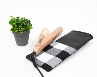 Buffalo Check Flat Iron Case, Buffalo Plaid Curling Iron Case, Flat Iron Case, Monogrammed Curling Iron Case, Monogram Flat Iron Case