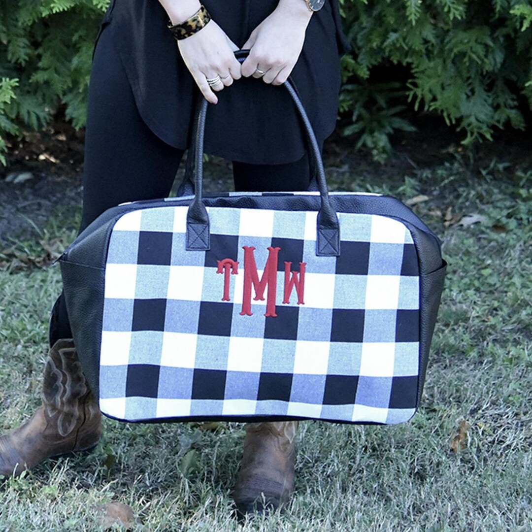 Buffalo Check Duffel Bag Personalized Duffel Bag Duffle Bag Etsy