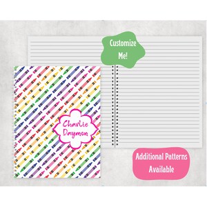 Personalized Spiral Notebook, Custom Lined Notebook, Notebook for Kids, Back to School Gift, Elementary School, Colorful,
