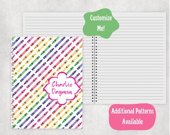 Gepersonaliseerd notitieboek met spiraal, notitieboek op maat, notitieboek voor kinderen, terug naar school cadeau, basisschool, kleurrijk,