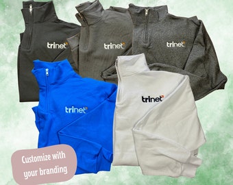Pull avec fermeture éclair quart, sweat-shirt avec fermeture éclair 1/4, logo personnalisé, logo brodé, sweat-shirt pour petite entreprise, cadeau personnalisé, cadeau de nouvelle entreprise