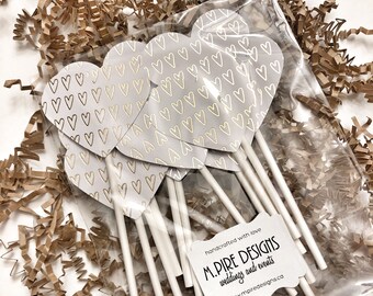 Toppers cupcake en forme de cœur, toppers cupcake gaufrés Gold Hearts, Toppers cupcake