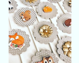 Woodland Theme Cupcake Toppers, Fall Cupcake Toppers, Cupcake Toppers, Toppers, Birthday Toppers, Cupcakes, Kid's Party, Birthday