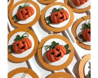 Pumpkin Cupcake Toppers, Halloween Cupcake Toppers, Fall Cupcake Toppers, Cupcake Toppers, Themed Cupcake Toppers, Party Cupcake Toppers