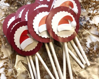 Toppers de cupcakes Santa Hat, Toppers de Noël, Toppers de chapeaux de Noël, Toppers de cupcakes, Toppers de cupcakes de Noël, Toppers