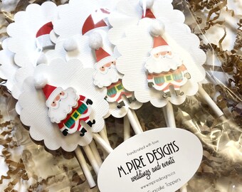 Toppers de cupcakes du Père Noël et du chapeau du Père Noël, Toppers de cupcakes, Toppers de cupcakes des Fêtes, Toppers de Noël, Toppers de Noël