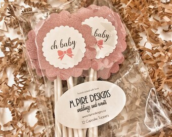 Oh Baby Cupcake Toppers, Baby Shower Cupcake Toppers, Cupcake Toppers, Toppers, Party Toppers