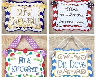 Custom name sign - teacher name sign - school counselor sign - office decor - name plaque - door sign - gift for teacher - back to school