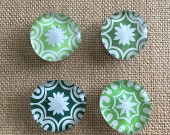 Floral magnets - green and lime magnets - stone magnets - pebble magnets - refrigerator magnets