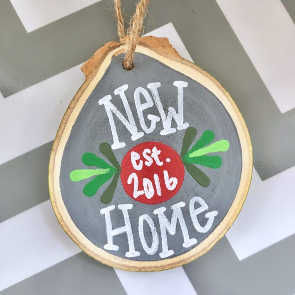 New home ornament - gift tag - established decor- housewarming gift - Christmas ornament - realtor gift - hand painted ornament