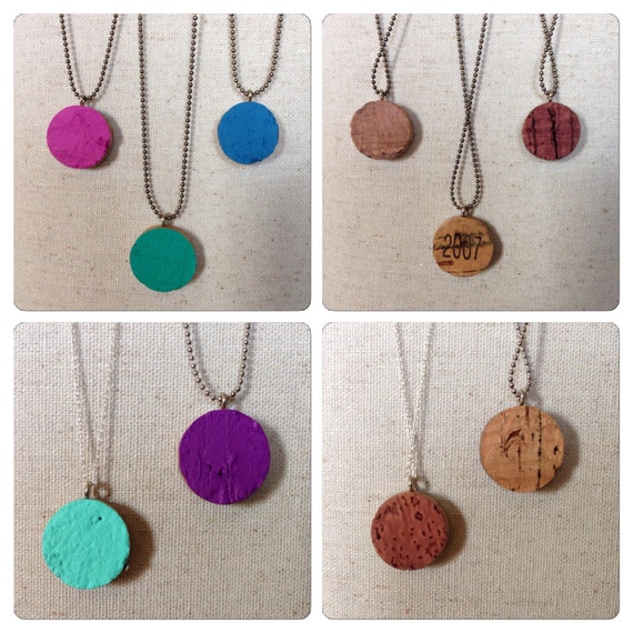 Wine cork necklace wine cork jewelry upcycled wine cork Etsy