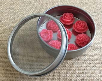 Flower magnets - rose magnets - office decor - file cabinet magnets - shabby chic decor - floral decor - pink rose - mum decor