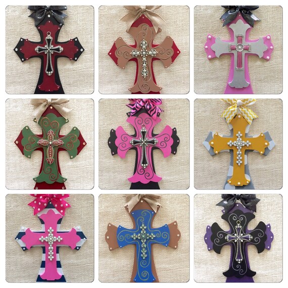 wooden decorative crosses custom order cross hand painted Etsy