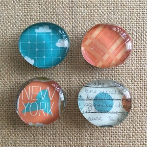 New York magnets glass magnets state magnets stone magnets pebble magnets set of 4 refrigerator magnets image 1