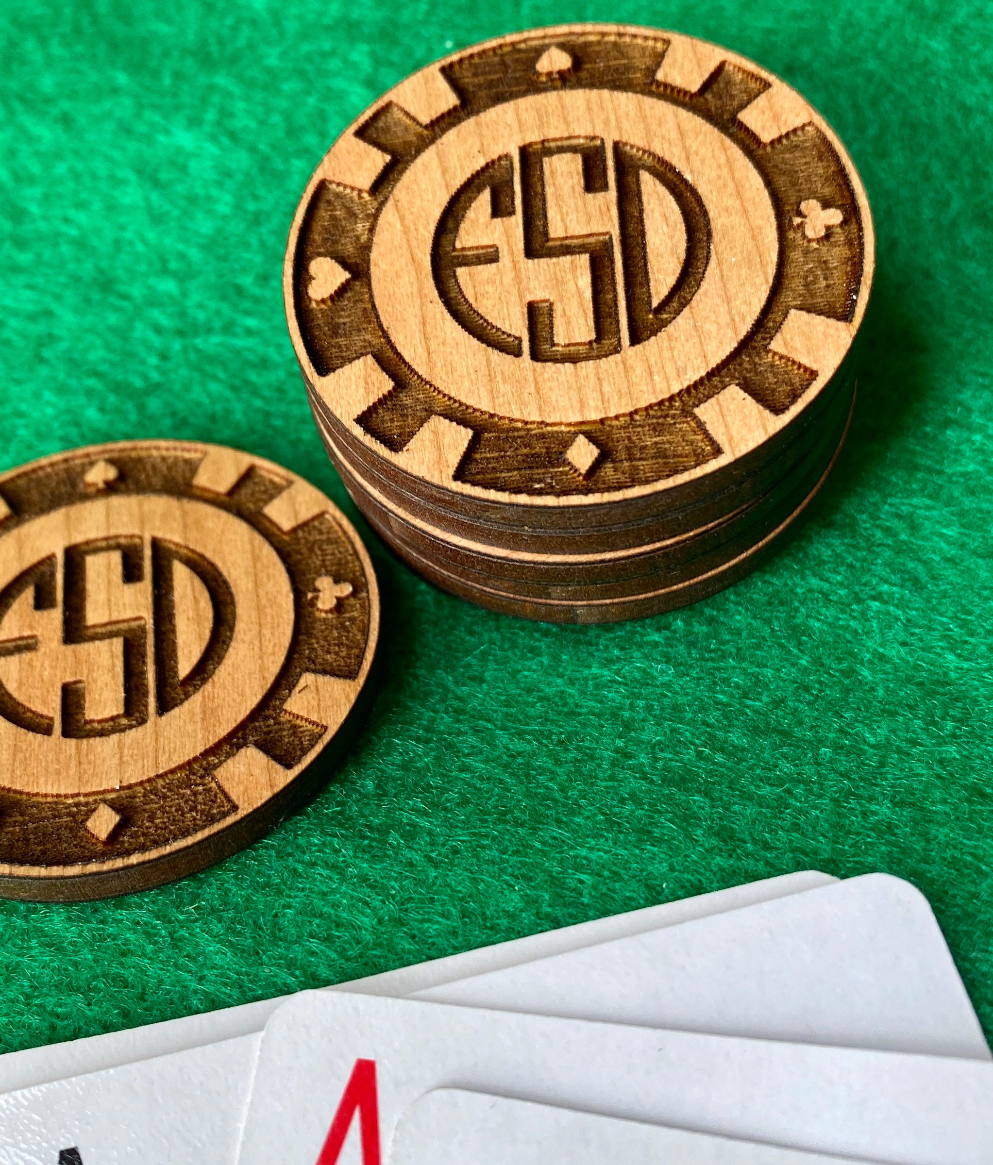 Custom Engraved Wooden Poker Chips Etsy