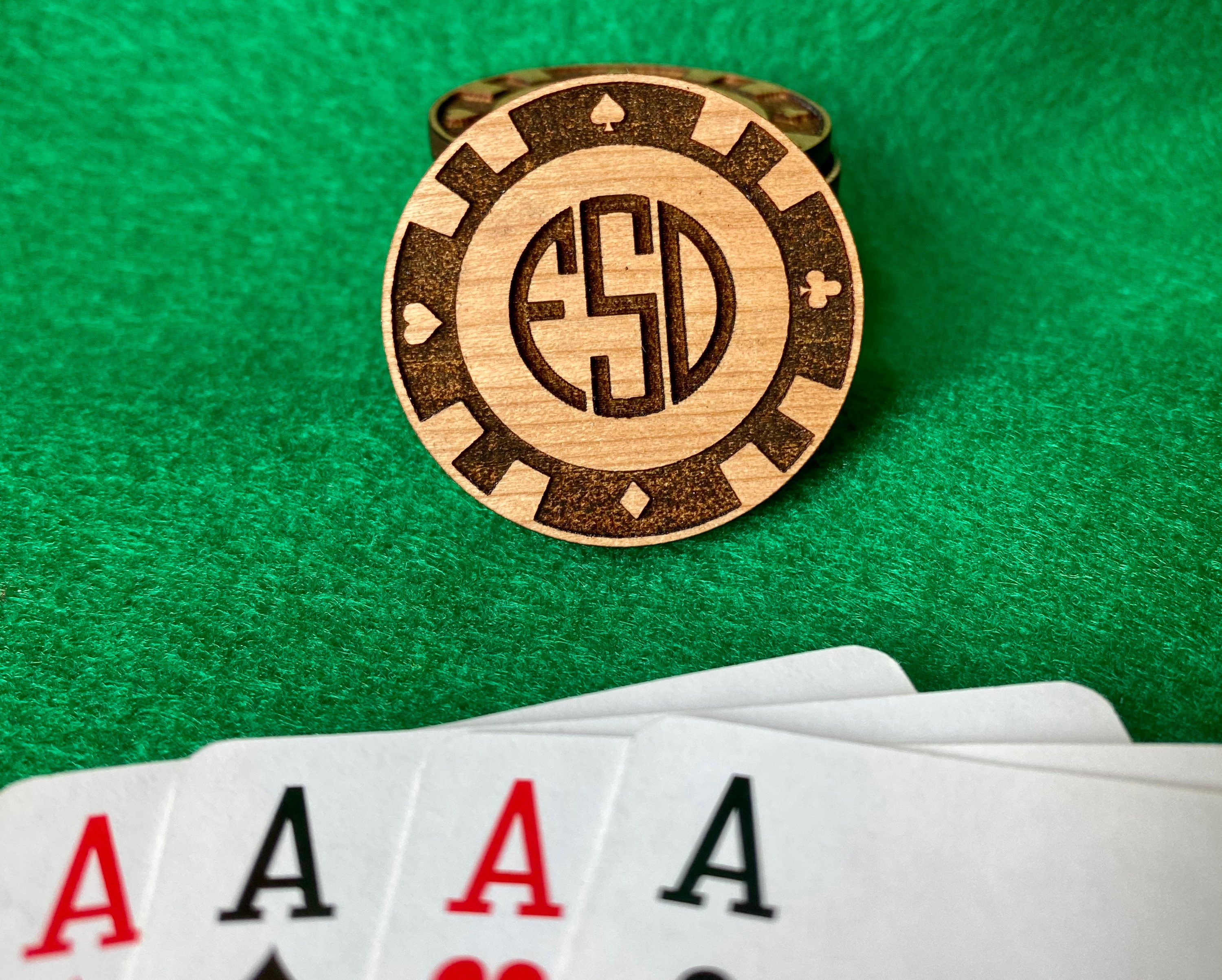 Custom Engraved Wooden Poker Chips Etsy