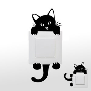 Sticker Mural Chat/chaton - Décor Enfant - Vinyle Noir - Dimensions 34 X 42,8 Cm - Facile à Poser Et Retirer