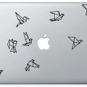 Adesivi per uccelli Origami per MacBook Pro Air Birds Carta bianca o nera