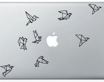 Origami Bird Stickers for MacBook Pro Air Birds Black or White Paper