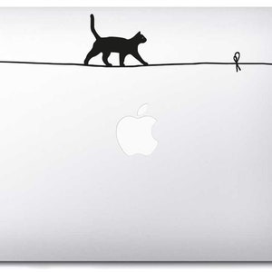Tightrope Walking Cat Sticker for Mac Book