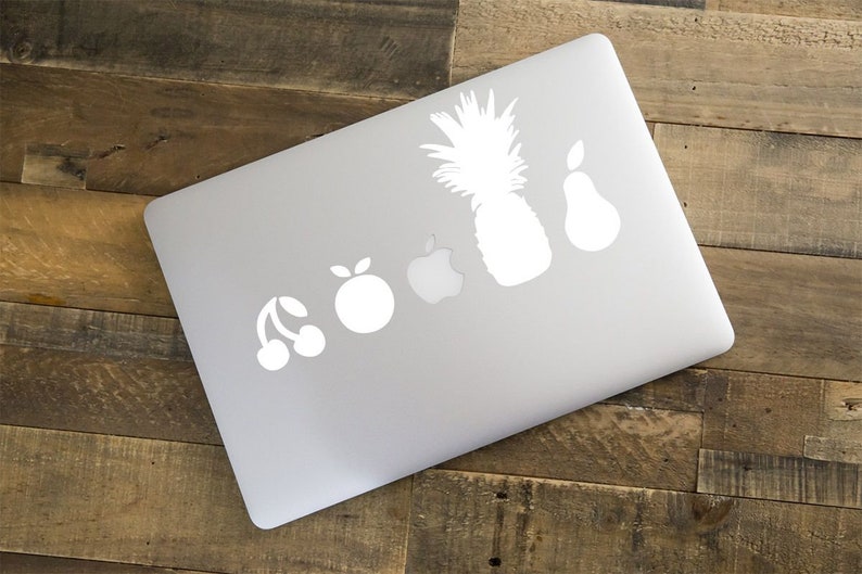 Black or White Fruit Sticker for MacBook Apple Pro Air Mac stickers Cherry Apple Pineapple Pear image 2