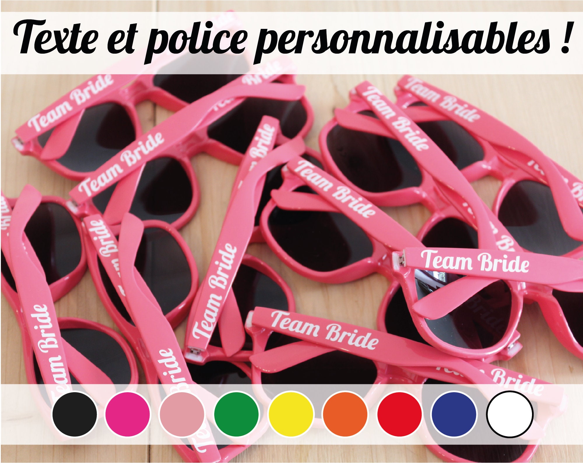 10 Lunettes En Papier « Bridal Team » – 1 Blanche + 9 Colorées – Accessoire Enterrement Vie De Jeune Fille & Photo