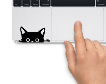 Süße Katzen-Trackpad-Aufkleber, schwarze oder weiße Katze, MacBook, Apple, süßer Katzenaufkleber, hergestellt in Frankreich