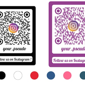 Aufkleber QR-Code Scan Me Instagram Flash Code 29 cm x 21 cm 100 % anpassbar Folgen Sie uns auf Instagram
