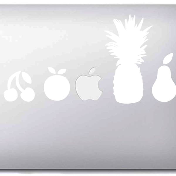 Black or White Fruit Sticker for MacBook Apple Pro Air Mac stickers | Cherry Apple Pineapple Pear