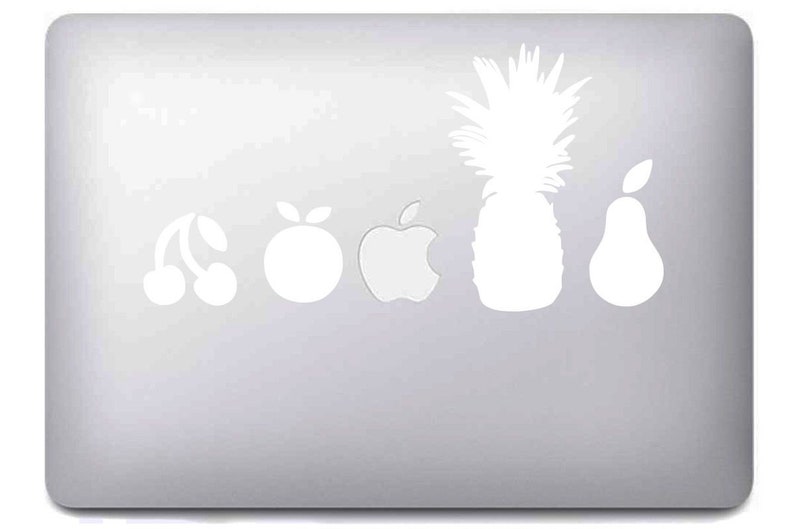 Black or White Fruit Sticker for MacBook Apple Pro Air stickers Mac | Cherry Apple Pineapple Pear 