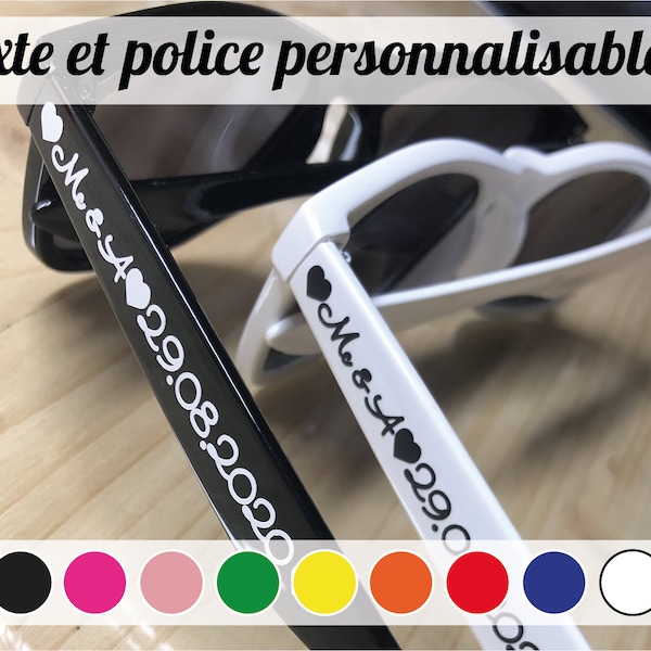 1x lunettes mariage personnalisées texte au choix soleil fabriquées en France expédition 48h - Idée cadeau mariage