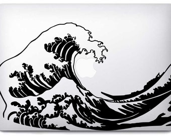 Vague hokusai par i-Sticker : Stickers autocollant MacBook Pro Air décoration ordinateur portable Mac Apple