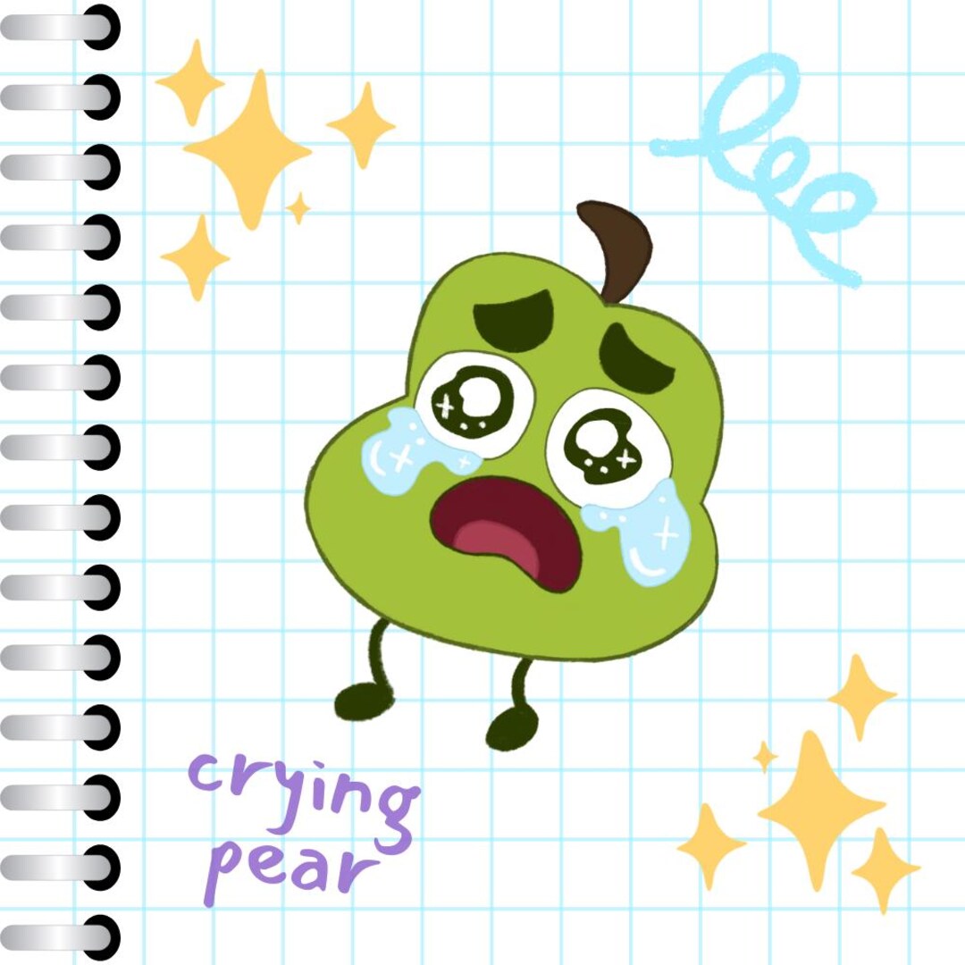 Pear Crying Crying Pear Fruit Sticker - Etsy
